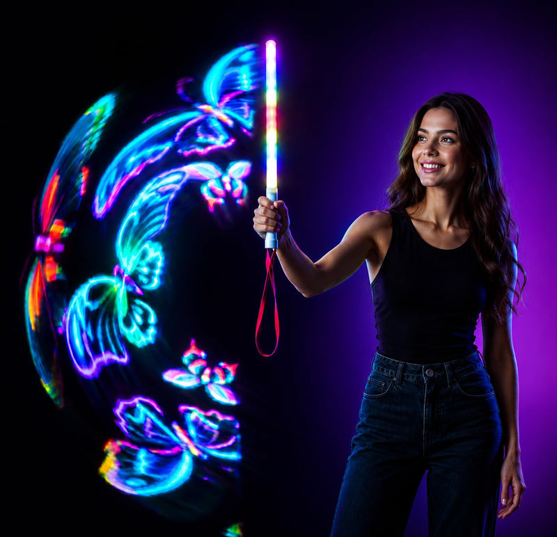 Ignis Pixel 32 Programmable LED Light Stick, 32 RGB Pixels, App Control, Custom Pictures and Animations, USB-C Rechargeable, 11 Inches, Glow Wand for Parties, Concerts, Night Light 32 LED / 11 in