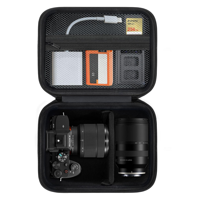 Case for Sony Alpha 7 II III IV/ 7R V Full-Frame Mirrorless Camera Fits 16-50mm/18-300mm Lenses With Adjustable Dividers & Mesh Pocket (Case Only)
