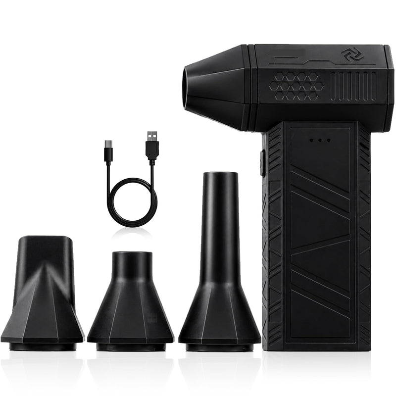 Electric Compressed Air Duster for Computers - 130,000 RPM High-Speed PC Cleaner - Portable Rechargeable Air Blower for Electronics, Keyboards, and Car Detailing - Includes 4 Nozzles