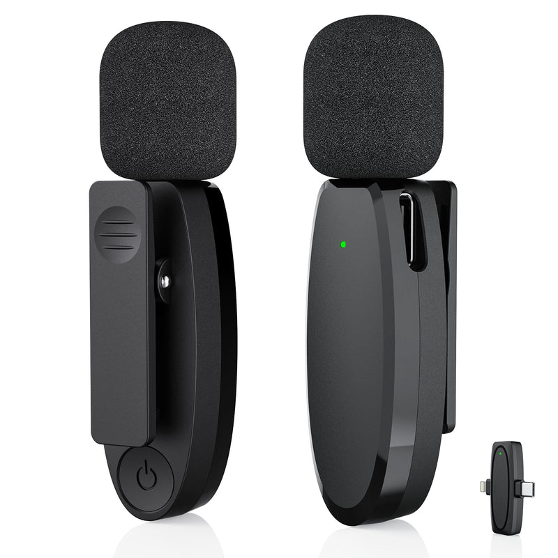 Wireless Microphone for iPhone 16 15 14 13 Android, Dual Mini Mic with AI Noise Cancelling, USB-C & Lightning Receiver, Plug-Play Clip-on Mic for YouTube Vlog TikTok, Ideal Tech Gift for Creators