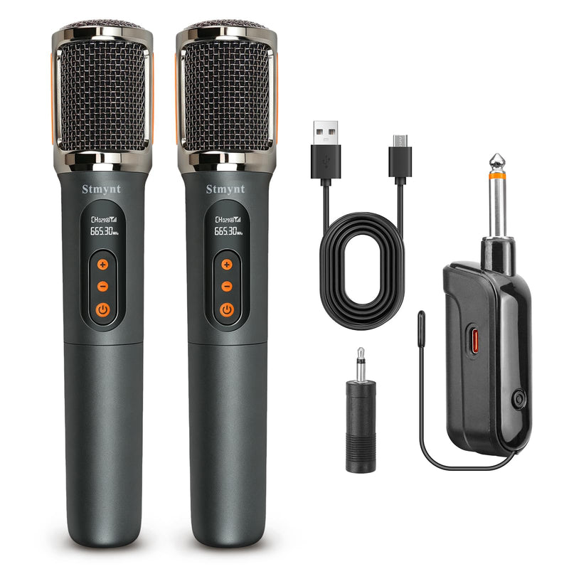 Upgraded Wireless Rechargeable Microphone, 2.4Ghz Cordless Handheld Microphone with 328FT Long Range, USB-C Charging Port 25 Hours Working Time Microphone for Karaoke Singing Speech Wedding DJ