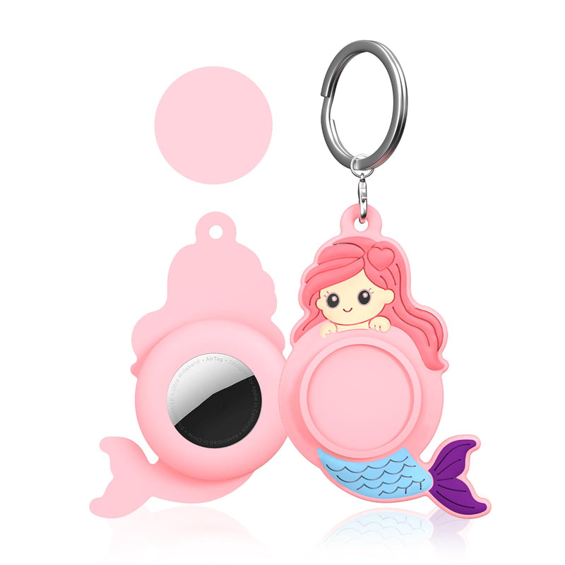 OAJ Mermaid Design Silicone Case for Apple Air Tag 1st/2nd Generation, Durable Shockproof Scratch Resistant Protective Cover with Keychain Holder for Keys, Pets, Luggage