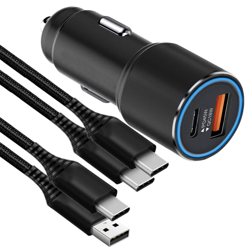 63W Car Charger USB C Super Fast Charging for iPhone Air/17/17 Pro/17 Pro Max/17e/16/16Pro/16e/15/15Pro/iPad Pro 13/12.9/11/Air/Mini Dual Port 12V Cigarette Lighter Adapter Plug+Carplay Cable 3ft 4ft
