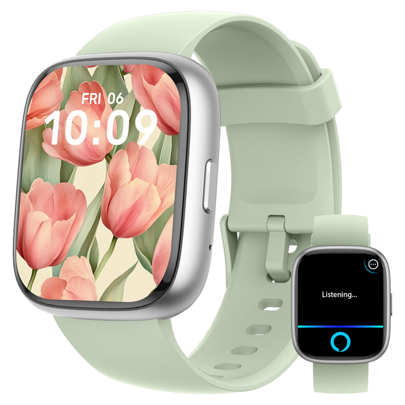LODIMEKE Smart Watch, Alexa Built-in, Answer/Make Calls 44mm Smartwatch Women Men, 1.83" Sports Watch IP68 Waterproof, Heart Rate Sleep Stress Monitor, Step Counter Watch for Android & iOS Phone Mint Green