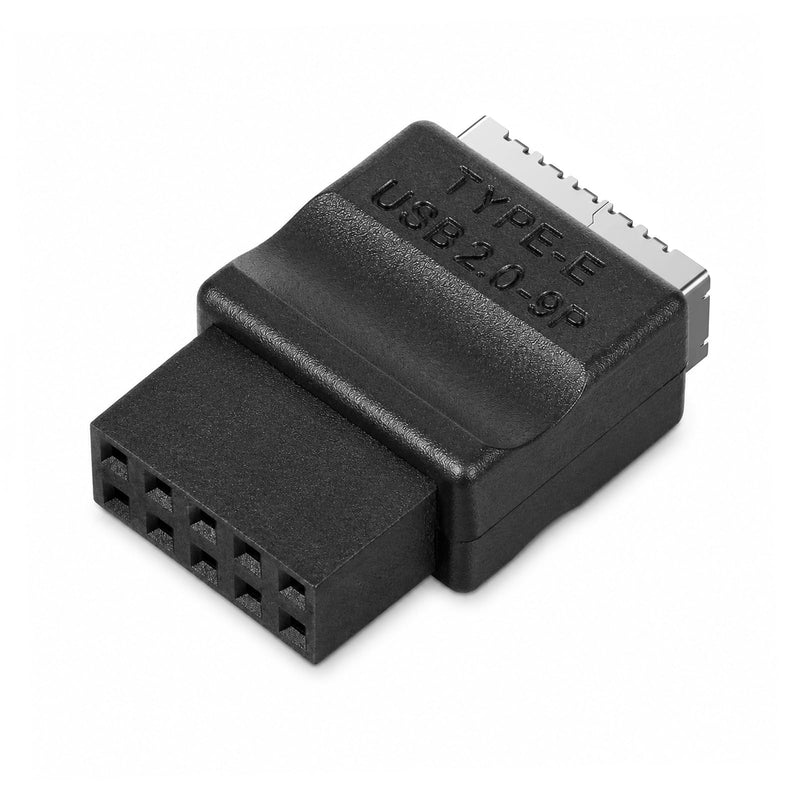 USB 2.0 to USB 3.2 Gen 1 Header Adapter for Mainboard, Front Panel Connector, Internal Conversion Adapter with Type E Key-A Female Front Panel Socket to 9 Pin Header Black