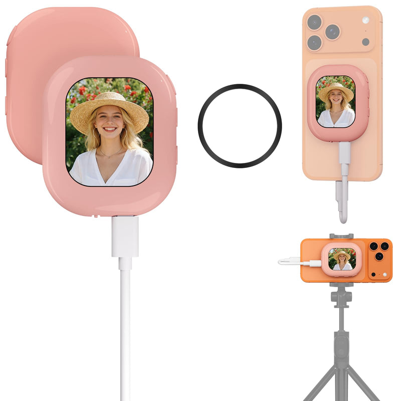 Vlog Selfie Monitor Screen for iPhone & Android, Magnetic Selfie Monitor | 2.01" IPS Compact Portable Back Camera Monitor, Wireless Monitor for Vlog, TikTok and Live Streaming（Pink） Pink