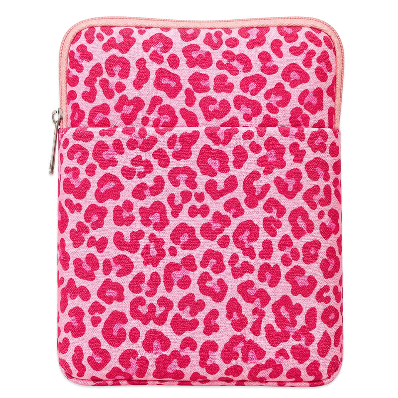 Padded Ereader Sleeve Pouch - Protective Book Sleeve for Kindle | 6-7 Inch Pink Leopard Print Tablet Paperbacks Bag Carrying Reading Accessories Bookish Gifts for Bookworms Reading Lovers