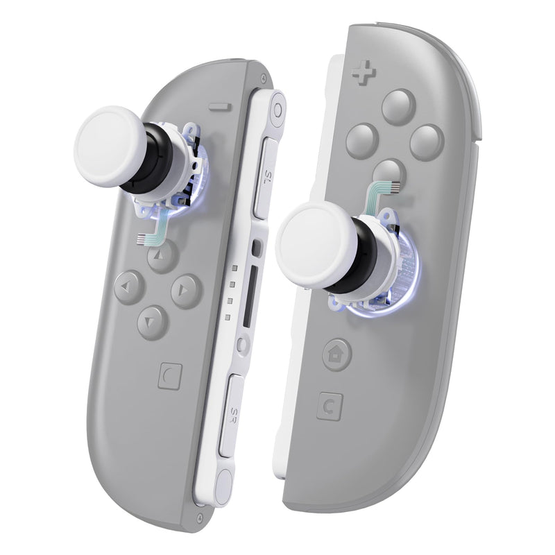 eXtremeRate Replacement 3D Joystick & Thumb Grips & Side Rail Shell Buttons for Nintendo Switch 2 JoyCon, Console Rail Stickers Controller Left Right Analog Stick Thumbsticks Caps for Switch 2 - White