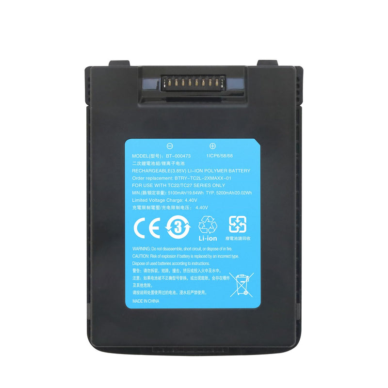 Replacement Battery for Zebra TC22 TC27 TC22R HC20 HC50 WLMT0 BT-000473 BT-000473-0020 BT-000473B BTRY-TC2L-2XMAXB-01(5200mAh)