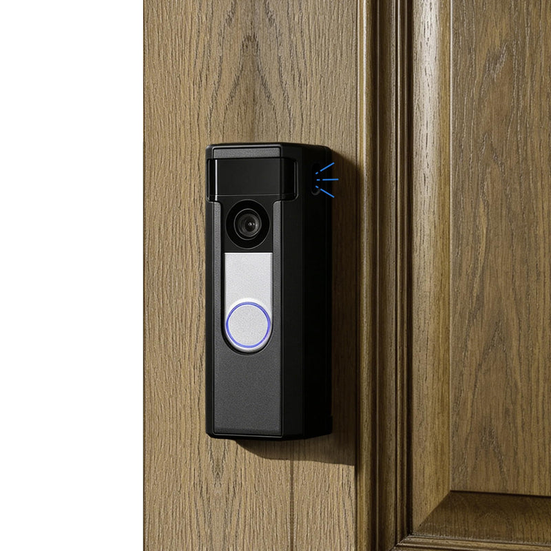 Impact-Reduce Encased Mount for Ring Battery Doorbell/Plus/Pro 2026 Model | Anti-theft Anti bird-droppings Adhesive Back or Drill-On Video Doorbell Cam Holder Bracket Ring Battery Doorbell/Pro/Plus (New model) Cardle