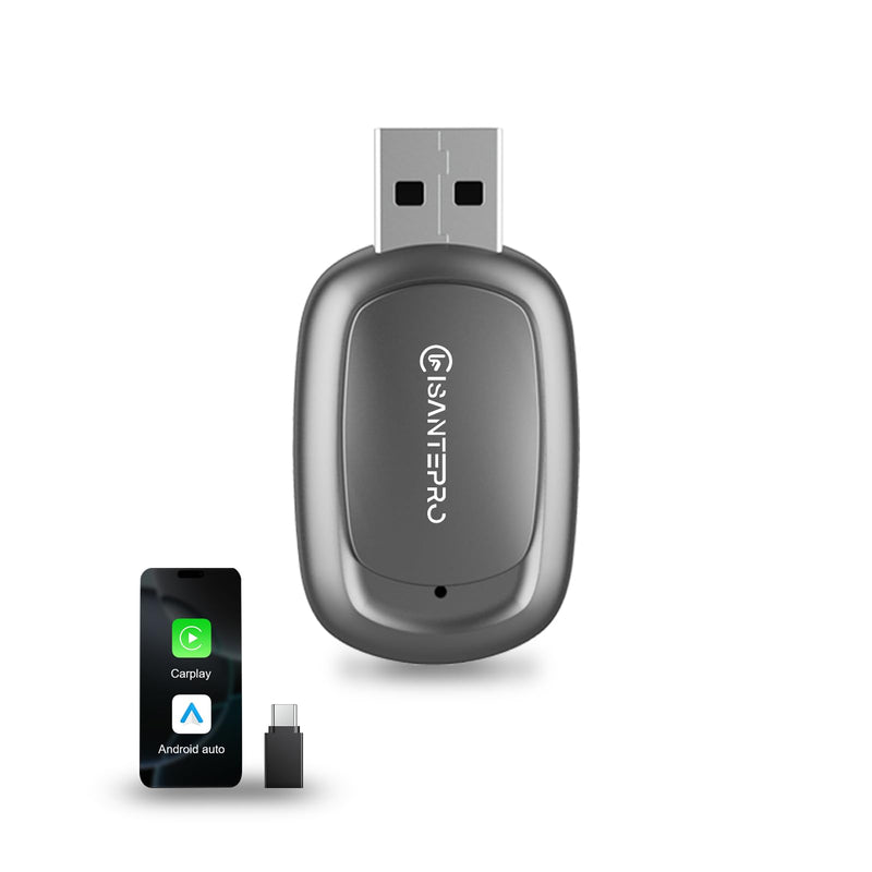 2-in-1 Wireless CarPlay Adapter & Android Auto for Apple iPhone, 2026 Upgrade Mini Bluetooth Dongle Convert Wired to Wireless, Plug & Play, USB A & Type C for 2016+ Cars, iOS 10+,Android 11+
