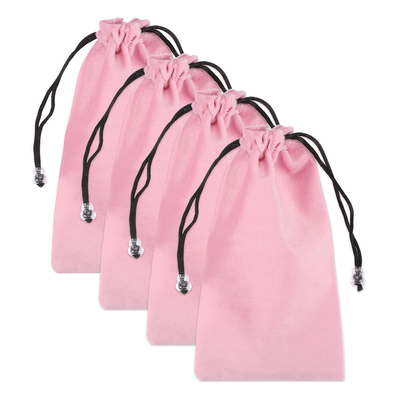 2 Pcs Cell Phone Sleeves (180x100mm) - Soft Phone Storage Pouch Organizer Velvet Drawstring Pouch Bag for Smartphone/Sunglasses/Ski Goggle/Jewelry, Pink 180x100mm 2