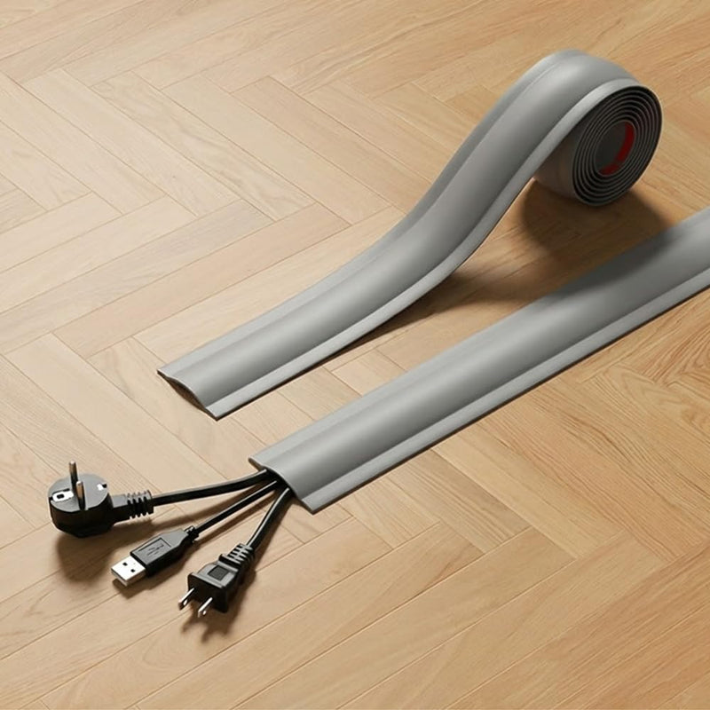 PVC Cord Cover Cable Protector, Cuttable Self-Adhesive Decorative, 1.5x393.7in Gray 1 Pack, for Floor Ceiling Corner Wall