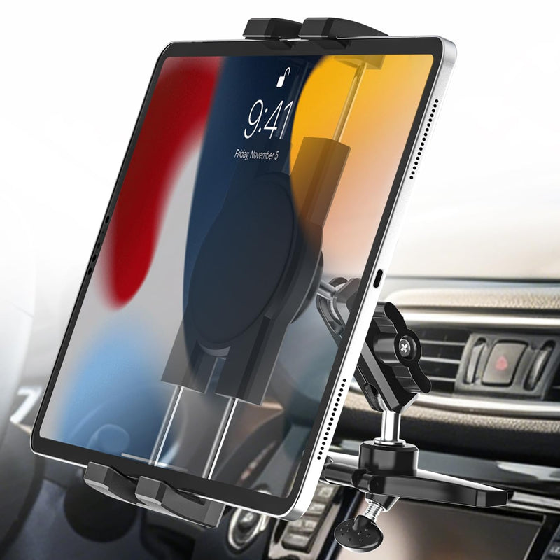 CD Slot Tablet Holder for Car - Metal Extension Arm, for 4-13" Devices | CD Player Tablet Mount with Adjustable Aluminum Arm, Drivers & Passengers Can Use, Fit for iPad, Galaxy Tab, Kindle, Phone