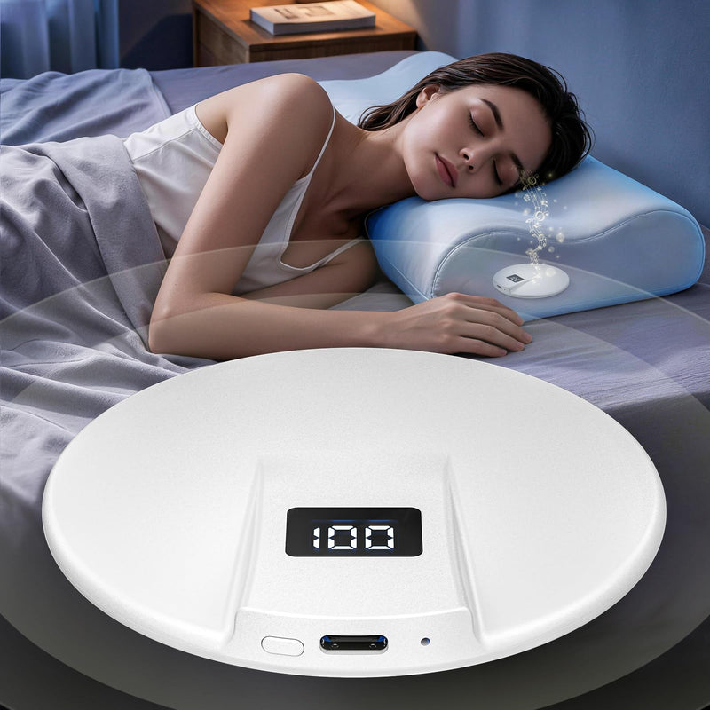 Bone Conduction Under Pillow Sleep Bluetooth Speaker for Side Sleepers, Bluetooth 6.0 Wireless Speaker with Digital Display Portable Player for Sleep Music White Noise Audiobooks (White)