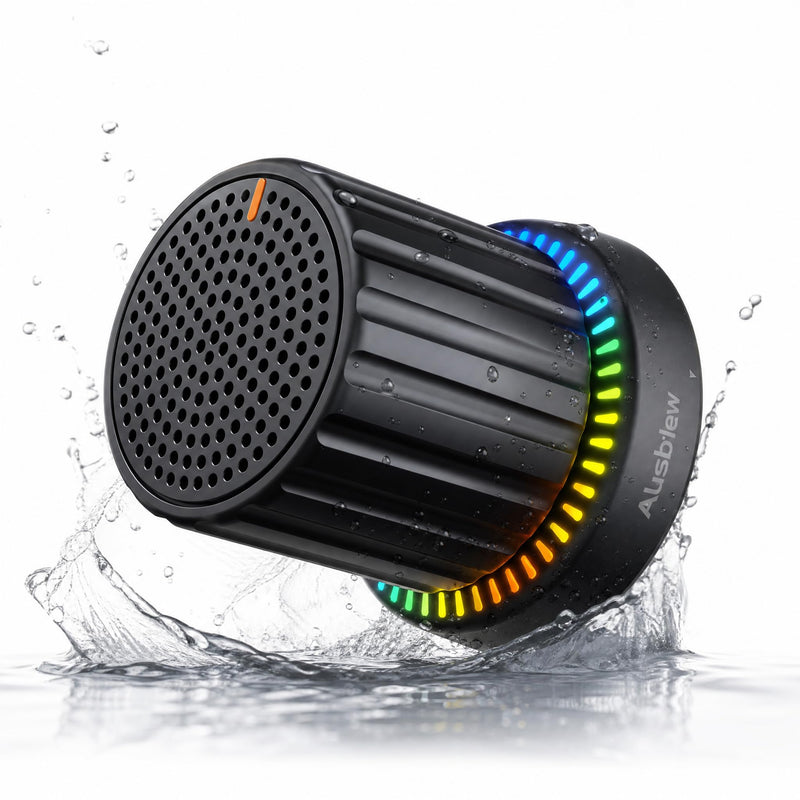 Magnetic Shower Speaker with Smart Rotary Knob Control, Bluetooth 5.3 Waterproof Speaker with Suction Cup & Magnetic Mount, IPX7 Portable Speaker, RGB Lights, Deep Bass for Bathroom, Pool, Kitchen black out