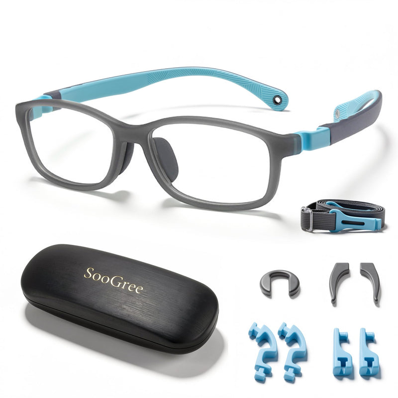 SooGree Blue Light Glasses for Kids,Blue Light Blocking Glasses for Screens Mobile TV,Computer Gaming Grasses-Anti Eye Strain Age 9-13 （gray）