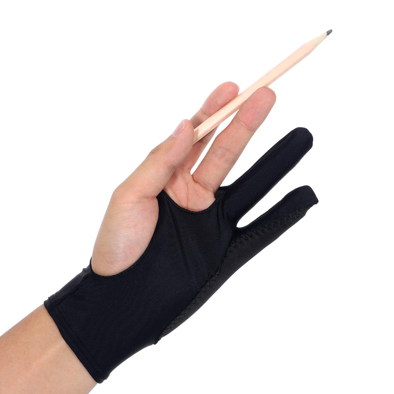 Gjinxi 4 PCS Artist Glove Digital Tablet Drawing Black Glove Smudge Guard | Fits Left Right Hand, 3-Layer Palm Rejection, Two-Finger, for Digital Drawing, Graphic Tablet, Paper Sketching