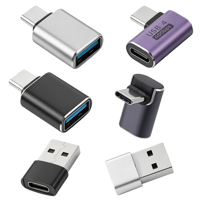 6 Pack USB Adapter, USB Male to C Female OTG Adapter Type C Adapters Compatible with Most Electronic Products Cell Phone Laptops Tablets Charging Data Transfer (Black, Silver, Purple)