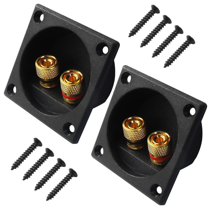 2 Pack Speaker Terminal Cup, Copper Posts 56.5mm | Copper Posts Minimal Signal Loss, Banana Plug Spade Connect, 56.5mm 50mm Cutout Standard, Four Screws Firm Rattle-Free