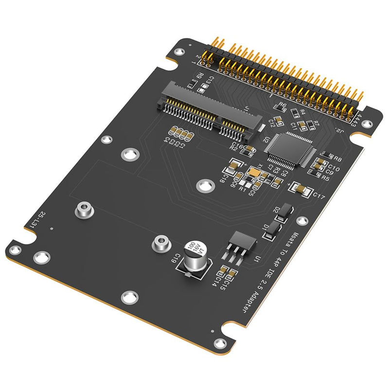 MSATA to 44 Pin IDE Adapter, Support Half Size and Full Size mSATA SSD, Compatible with 2.5" ID, (Black)