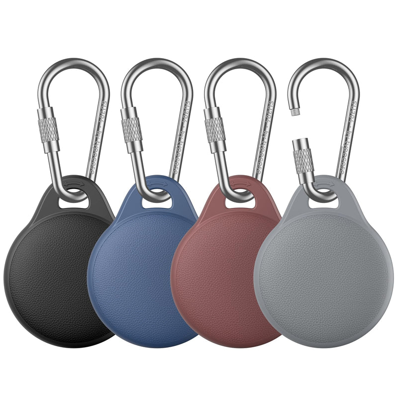 AirTag Holder for Apple AirTag 2nd & 1st Gen, 4 Pack Airtag Keychain Case | Airtag Holder Anti-Lost, Waterproof & Shockproof& Anti-Scratch Air Tag Case, for Kids, Pets, Keys, Luggage, Backpacks Black/Navy Blue/Wine Red/Gray