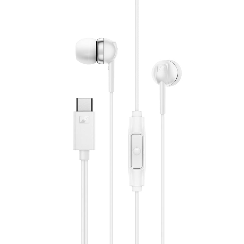 Sennheiser CX 80U in-Ear Headphones with in-line One-Button Smart Remote – White USB Type C