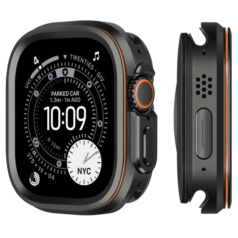 Metal Cover Compatible with Apple Watch Ultra 3/2/1 Case 49mm | 2 in 1 Protective Rugged Bumpe for iWatch Ultra 49mm (Black) Black