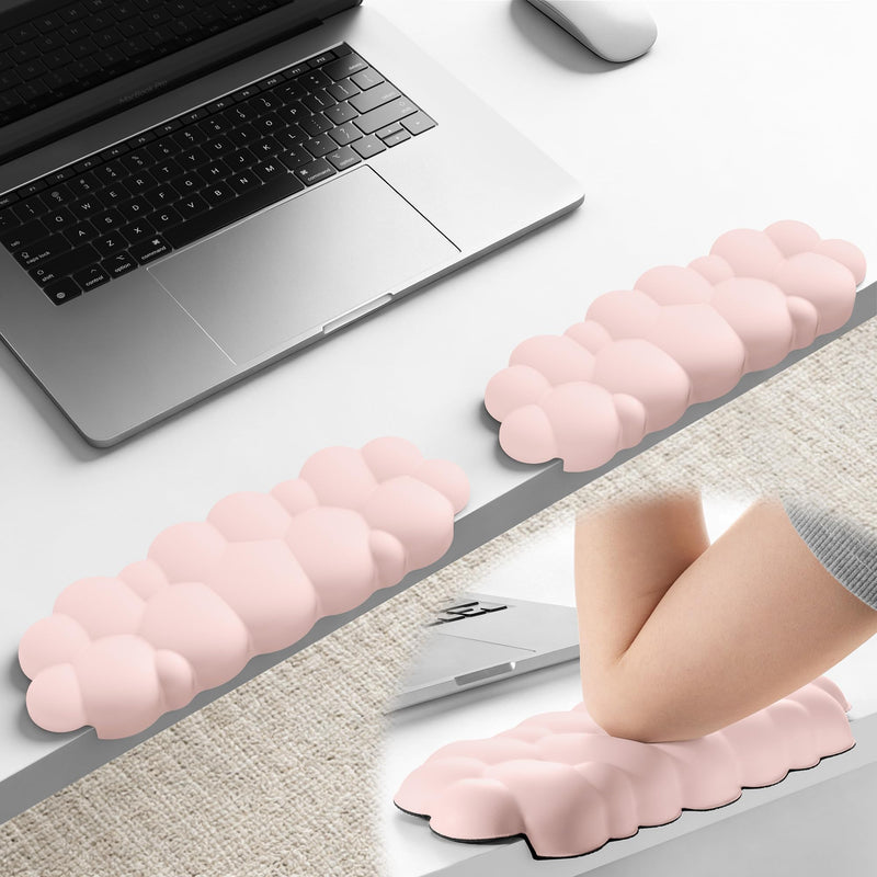 Laborio Elbow Pad for Desk, 2-Pack Cloud Elbow Rest(Pink), Edge Arm Rest | L-Shaped, Leather Surface, Memory Foam, Waterproof, Non-Slip Wrist Support Wrist Rest Pink 2 Pack