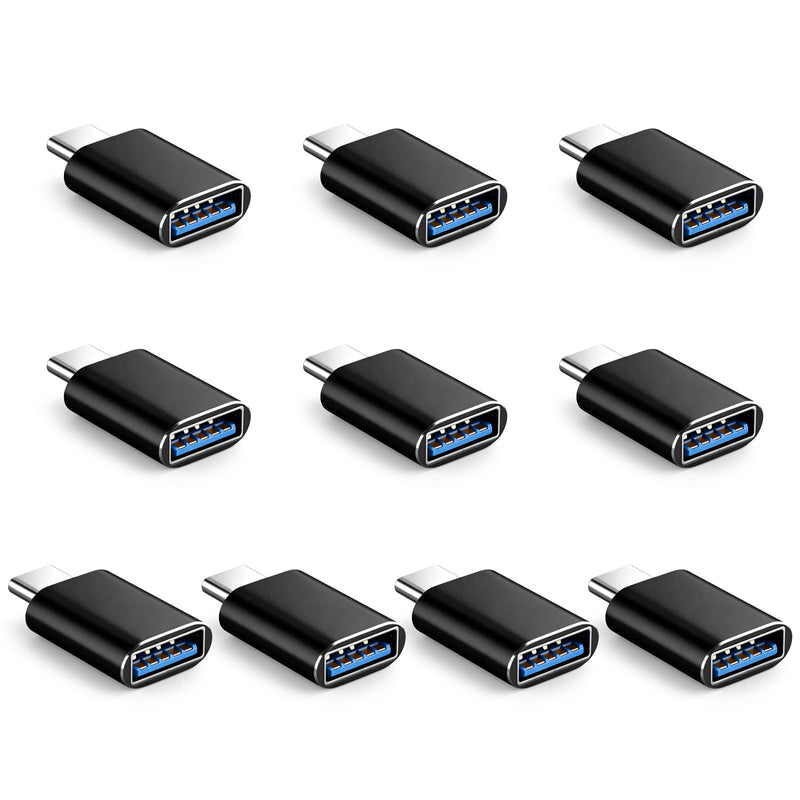 Smays USB C to USB 3.0 Adapter 10-Pack Bulk, Type C Male to USB A Female | OTG Converter for iPhone, MacBook, Samsung