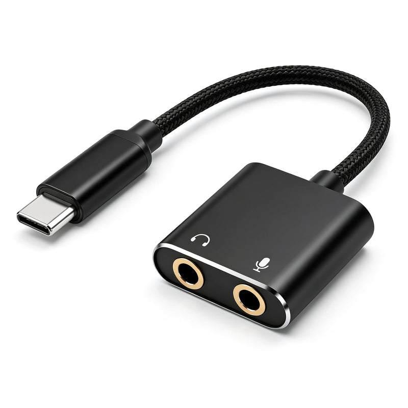 USB C Sound Card, Type C External Sound Card to Headphone and Microphone Jack Audio Adapter Compatible with Windows, Laptops, Desktops Windows