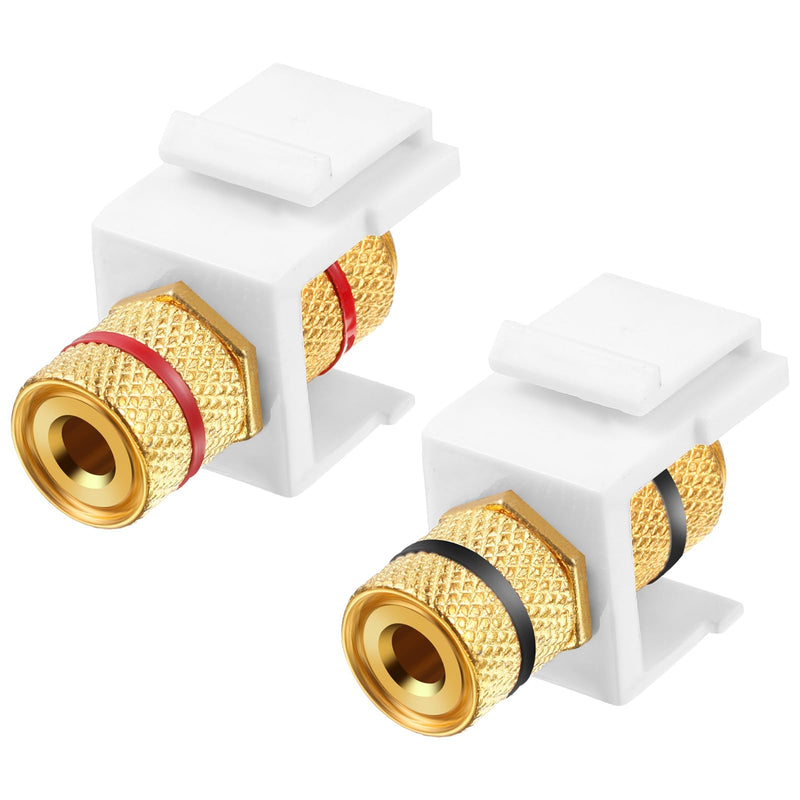 Weewooday 2 Pieces Pieces Banana Jack Binding Post Keystone Jack Insert, Black and Red Rings Audio Speaker Keystone Connector Screw Type Inline Coupler for Wall Plate Outlet Panel
