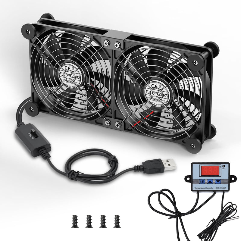 ELUTENG 120mm Dual USB Computer Cooling Fan | Temperature Controller
