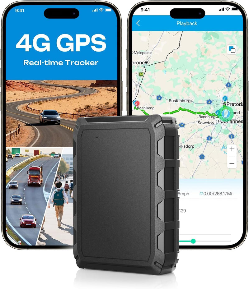CXK GPS Tracker for Vehicles 4G LTE Global Tracker Device for Vehicles | 180-Day Standby Life Real-Time Alerts Car Tracker, 6-Month Route History, Strong Magnet, IP65 Waterproof, Subscription Needed Black