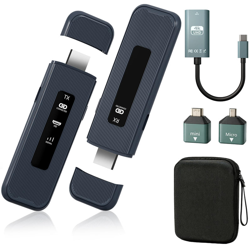 Wireless HDMI Transmitter and Receiver, 165FT/50M Range with LED Display, 4K Input 1080P Output, 5G+2.4G Plug & Play HDMI Wireless Extender for Laptop PC Camera to TV Box Monitor Projector