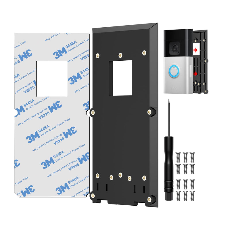 No-Drill Ring Doorbell Mount, Adhesive Doorbell Mounting Bracket Compatible with Ring Video Doorbell (2nd Generation 2020 Release), 3, 3 Plus, 4, Battery Doorbell Plus/Pro Stick-On Back Plate