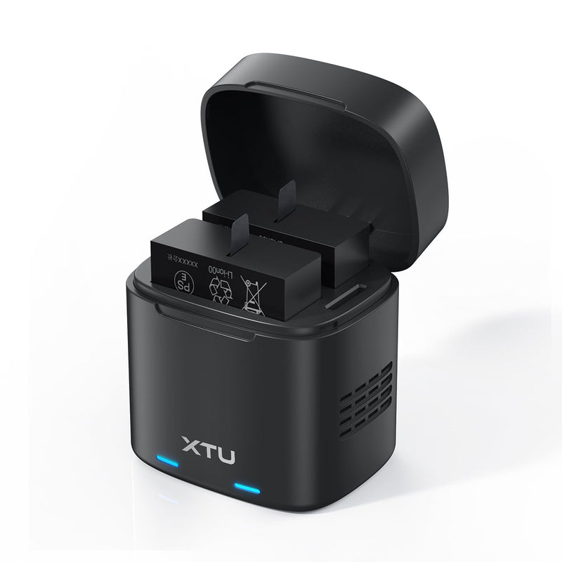 XTU Battery Charging Case with 2 Batteries for S7Pro/S7Promax, Dual Battery Charger, Portable Storage & Charging Dock, Charges 2 at Once for Travel, Vlogging & Outdoor