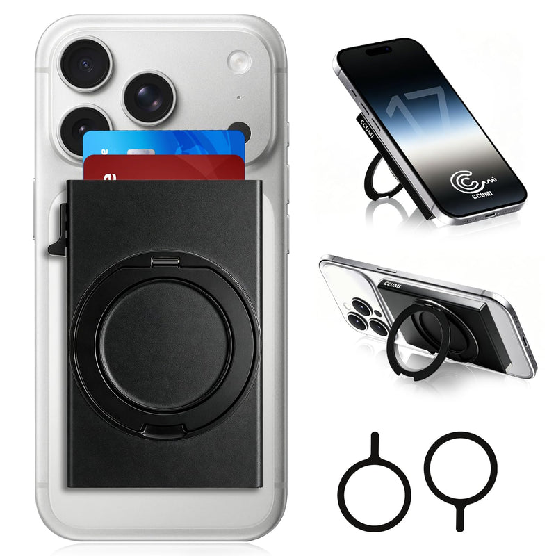 for MagSafe Wallet 360°Spin Magnetic Stand RFID Blocking, MagSafe Ring Included,Credit Card Holder Pop Up Cards RFID Slim Metal Magnetic Wallet for iPhone 17e/17/16/15/14/13/12 Selected Samsung