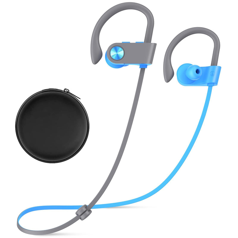 Bluetooth 5.3 Headphones, Wireless Sports In-Ear Earbuds IPX7 Waterproof | 16 Hours Playtime, Sweatproof Stereo Earphones with MIC, Noise Cancelling Headsets for Gym Running Workout, Clear Sound Blue