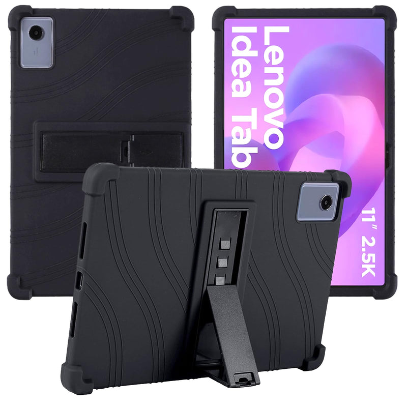 Caweet Case for Lenovo Idea Tab 2025/Motorola Moto Pad 60 Neo/Moto Pad 2026 11 Inch, Heavy Duty Shockproof Full-Protection Adjustable Stand Silicone Cover, Black