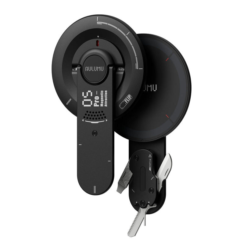 Aulumu G05 Pro Magnetic Phone Kickstand with EDC Multi-tool | Rotation Angle Adjustment | Ultra Light & Ultra Thin | with Screwdriver/Steel File/Saw Blade/SIM Ejector Pin/Utility Knife - Black