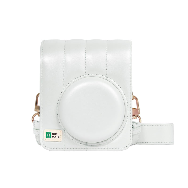 Camera Case for Fujifilm Instax Mini 13/12 Instant Camera, White | Mini 13 Camera Protective Case, Mini 13/12 Case Cover, PU Leather Bag, Pearlescent Stripes Bag, Adjustable Strap, No Camera