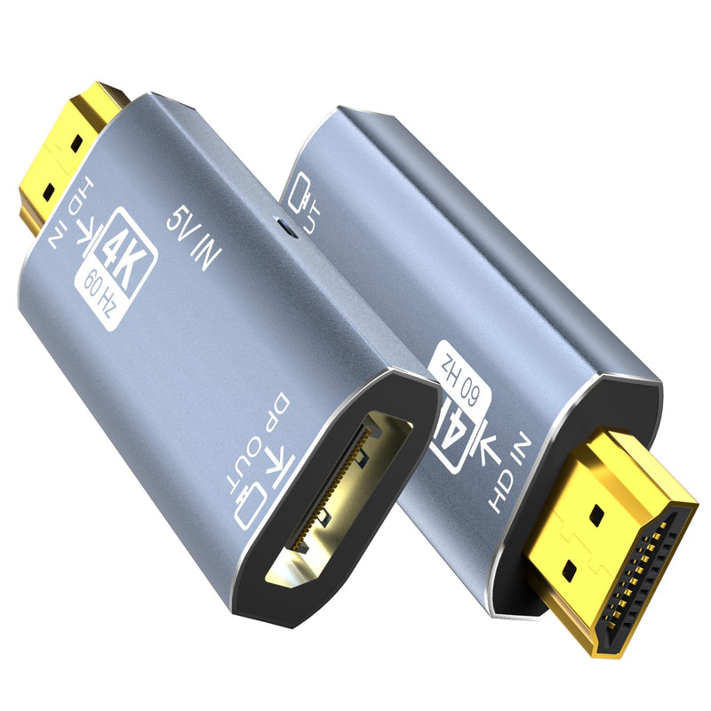 Active HDMI to DisplayPort Adapter 4K 60Hz HD to DP Converter | Unidirectional HDMI Source to DP Output, HDMI 2.0, DP 1.2, for PS5 Xbox PC Laptop to 4K Gaming Monitor Screen, Plug & Play