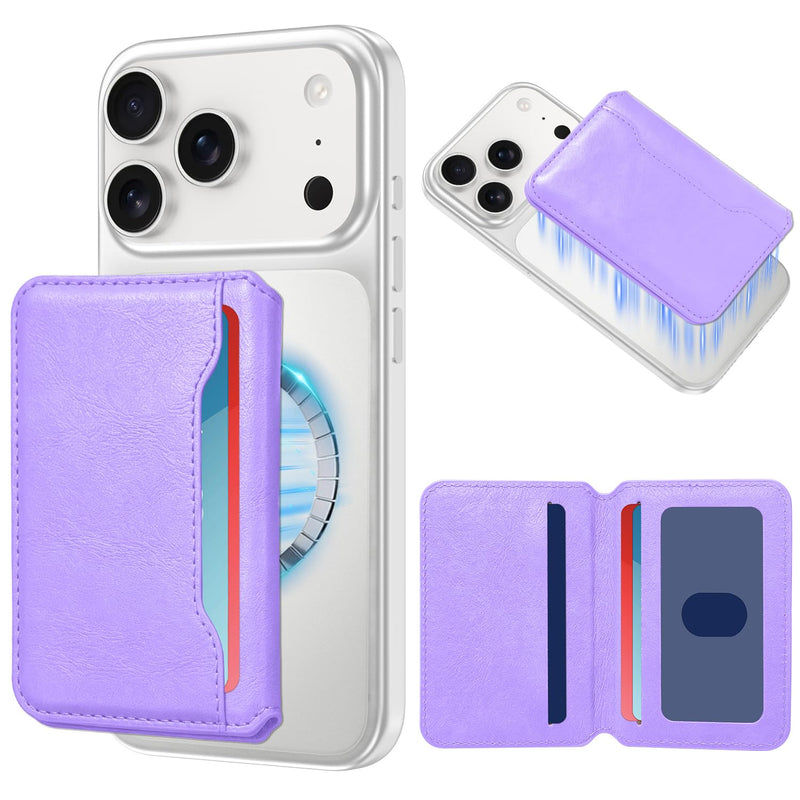 Hekodonk for Magsafe Wallet with Stand,Magnetic RFID Blocking 5 Card Holder, PU Leather Strong Magnet,Compatible with Magsafe Phones and Cases for iPhone 17/16/15/14/13 Series,Purple Purple