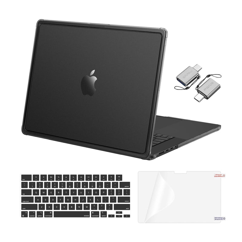 MOSISO Compatible with MacBook Pro 16 inch Case M5 M4 M3 M2 M1 2026-2021 | 4 in 1 Kit Matte Reinforced Corners Protective Hard Shell Cover for A3429 A3428 A3403 A3186 A2991 A2780 A2485, Black