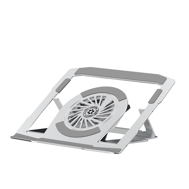 BudddhiGear Laptop Stand, Aluminum Heat Dissipation, Built-in Fan, 6 Height Adjustment, Rotatable, for Laptop