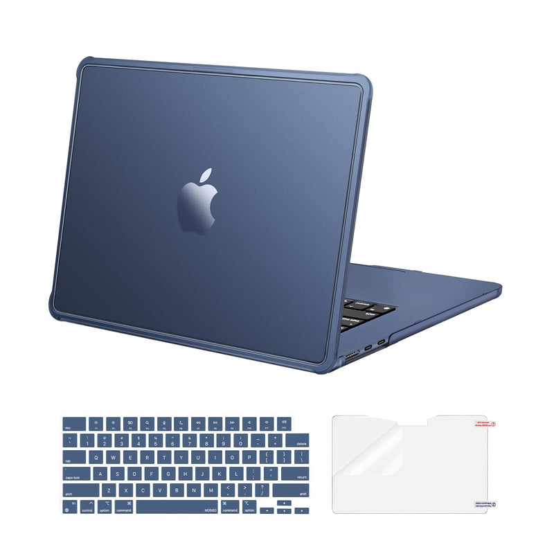 MOSISO Compatible with MacBook Air 15 inch Case M5 M4 M3 M2, Midnight | Matte Finish Protective Hard Shell with Reinforced Corners &Keyboard Cover&Screen Film for A3449 A3240 A3113 A2941