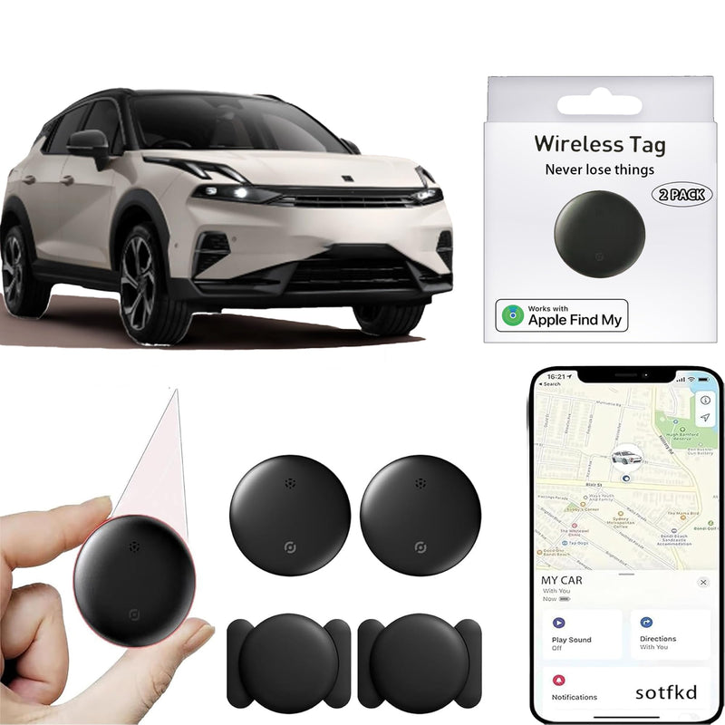 2 Pack GPS Tracker for Vehicles,Tracker Device for Vehicles,No Monthly Fee | Tracking Devices for Cars Hidden,Car GPS Tracker (Only iOS) | Magnetic Shell | Waterproof | Works Apple Find My