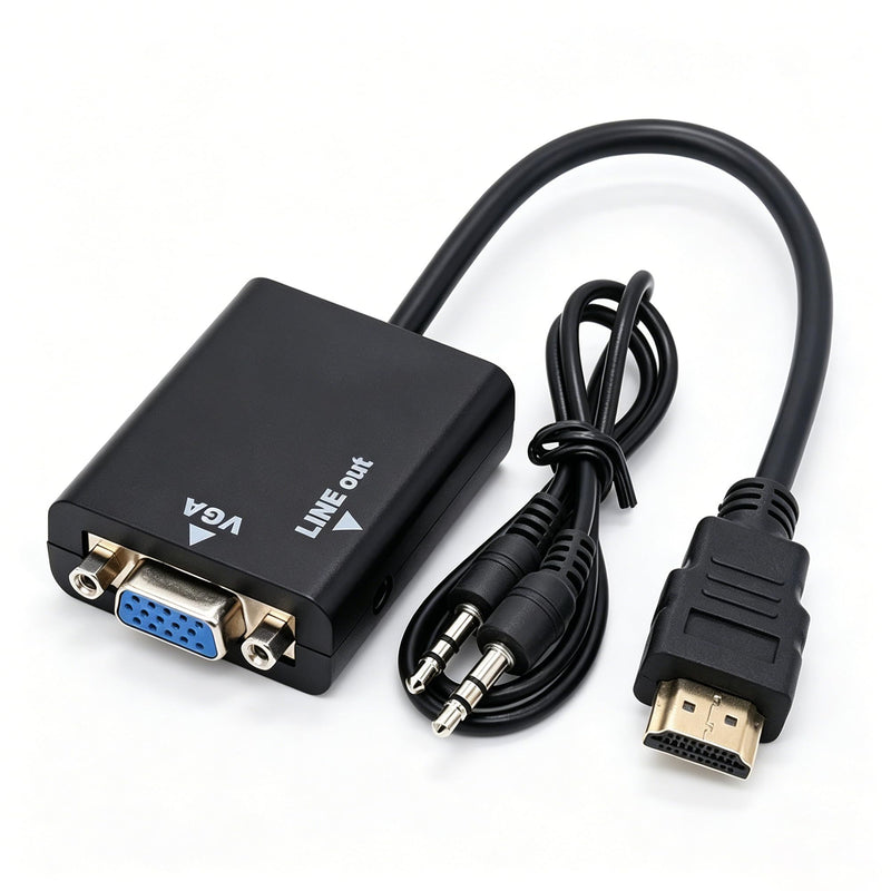 HDMI to VGA Converter HDMI Male to VGA Female Plug Converter with 3.5mm Audio Jack and Adapter Cable for Laptops,Televisions,Monitors etc