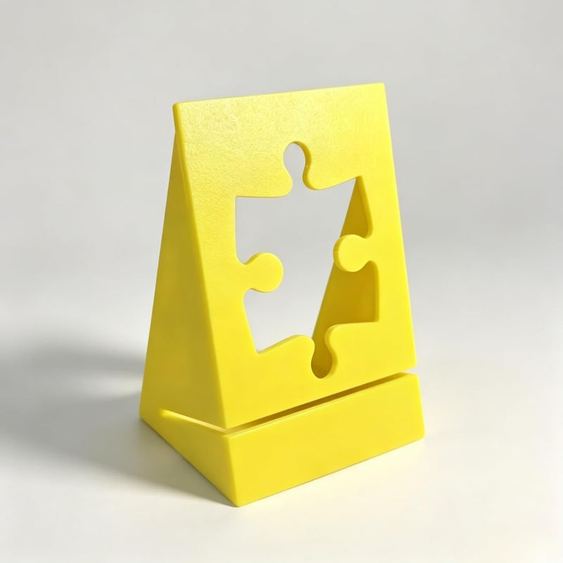 Adjustable Puzzle Easel Stand, Foldable Yellow Display Holder for Tablet Plate Book, Non-Slip Base, Hands-Free (Yellow)